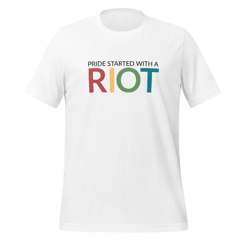 Graphic pride t-shirts with inclusive love is love slogans--Pride Started with a Riot Unisex T-Shirt Graphic pride t-shirts with inclusive love is love slogans--Pride Started with a Riot Unisex T-Shirt