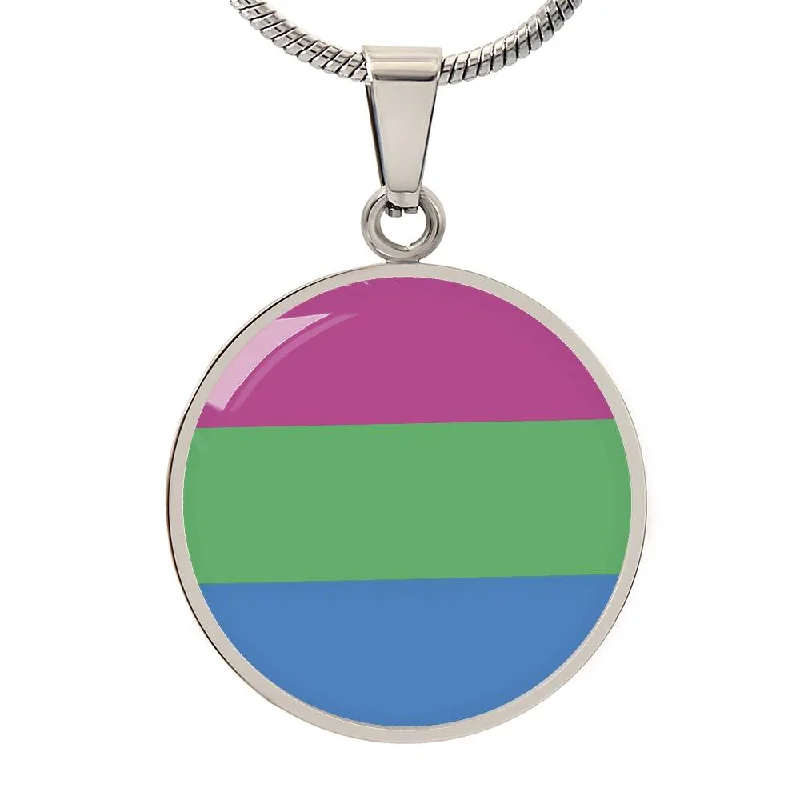 Polysexual Poly Pride Circle Pendant Necklace