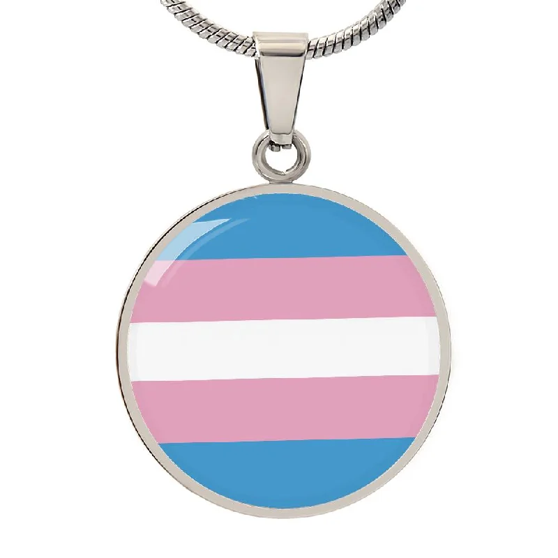Transgender Trans Pride Circle Pendant Necklace