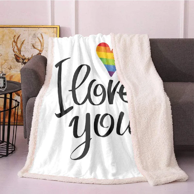 Pride Fleece Blanket,I Love You Letters With Polygonal Effect Rainbow Color Heart Gay Lesbian Couples Blanket Pride Fleece Blanket,I Love You Letters With Polygonal Effect Rainbow Color Heart Gay Lesbian Couples Blanket
