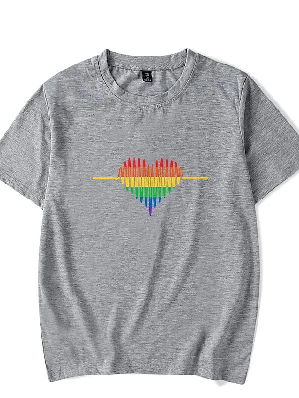 Lgbt Pride T Shirt Heart Beat Rainbow Color Shirts For Gaymer, Lesbian Shirt