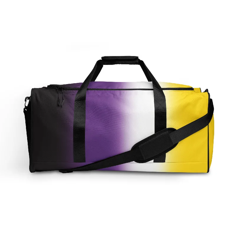 Nonbinary Enby Pride Duffle Weekender Gym Bag in Ombre