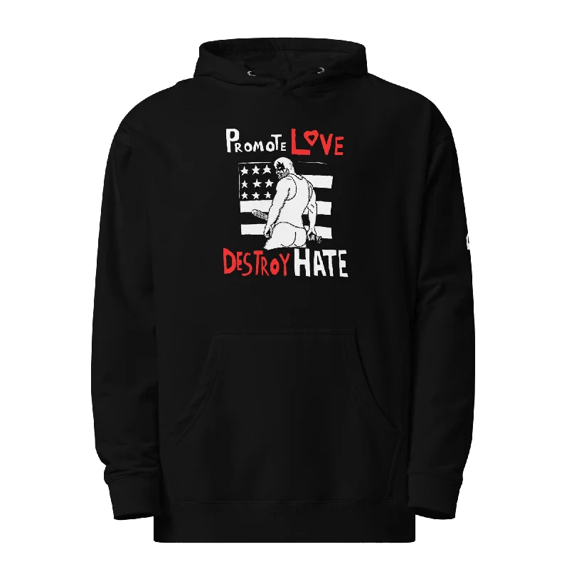 Lightweight hoodies for summer pride parades--HOMO RIOT "Promote Love" Hoodie - The Center Lightweight hoodies for summer pride parades--HOMO RIOT "Promote Love" Hoodie - The Center