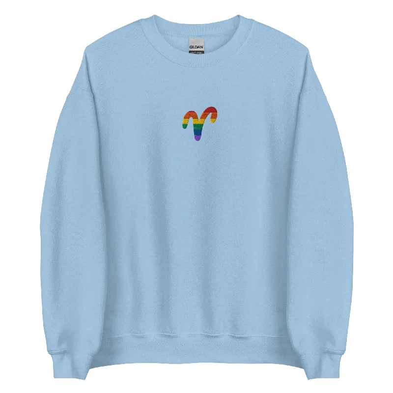 Hoodies with LGBTQ+ affirmations and slogans--Aries Rainbow Embroidered Unisex Sweatshirt Hoodies with LGBTQ+ affirmations and slogans--Aries Rainbow Embroidered Unisex Sweatshirt