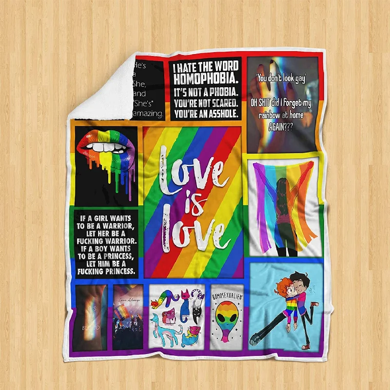 Lgbt Sofa Blanket, Couple Gaymer Sherpa Fleece Throw Blankets, Bedding Blanket For Transgender, Bisexual Lgbt Sofa Blanket, Couple Gaymer Sherpa Fleece Throw Blankets, Bedding Blanket For Transgender, Bisexual