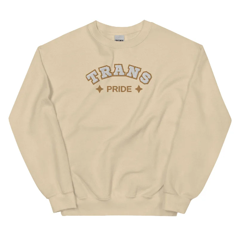 Hoodies with rainbow peace and love designs--Trans Pride Embroidered Unisex Sweatshirt