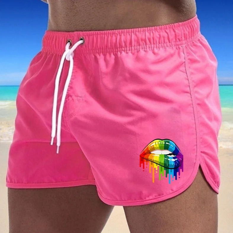 Rainbow Lips Print Board Shorts