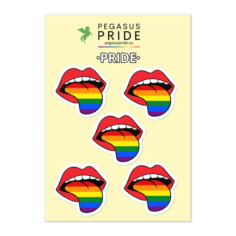 LGBTQ Pride Stickers 5ct - Rainbow Tongue