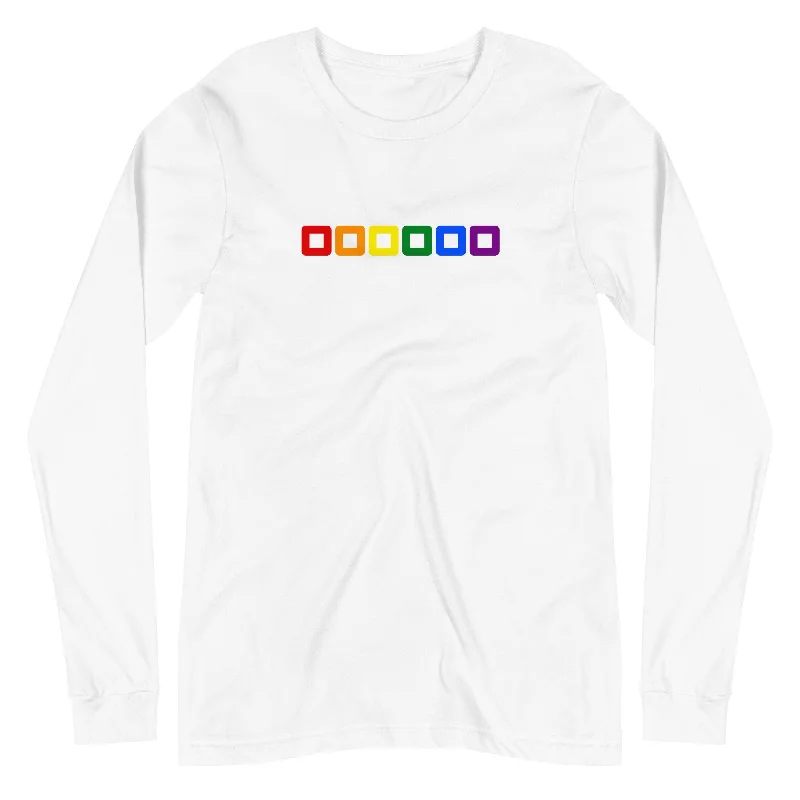 Graphic pride t-shirts designed by LGBTQ+ artists--Gay Pride Rainbow Rounded Squares LGBTQ+ Unisex Long Sleeve T-Shirt Graphic pride t-shirts designed by LGBTQ+ artists--Gay Pride Rainbow Rounded Squares LGBTQ+ Unisex Long Sleeve T-Shirt