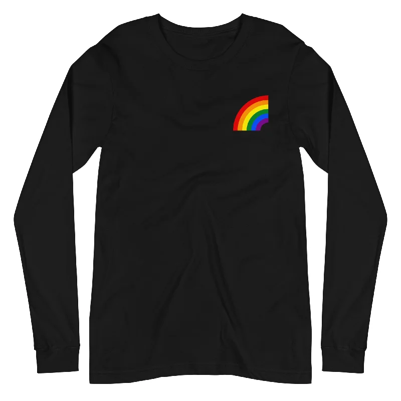 Soft cotton graphic pride t-shirts for everyday wear--Gay Pride Arched Rainbow Flag Unisex Fit Long Sleeve T-Shirt Soft cotton graphic pride t-shirts for everyday wear--Gay Pride Arched Rainbow Flag Unisex Fit Long Sleeve T-Shirt