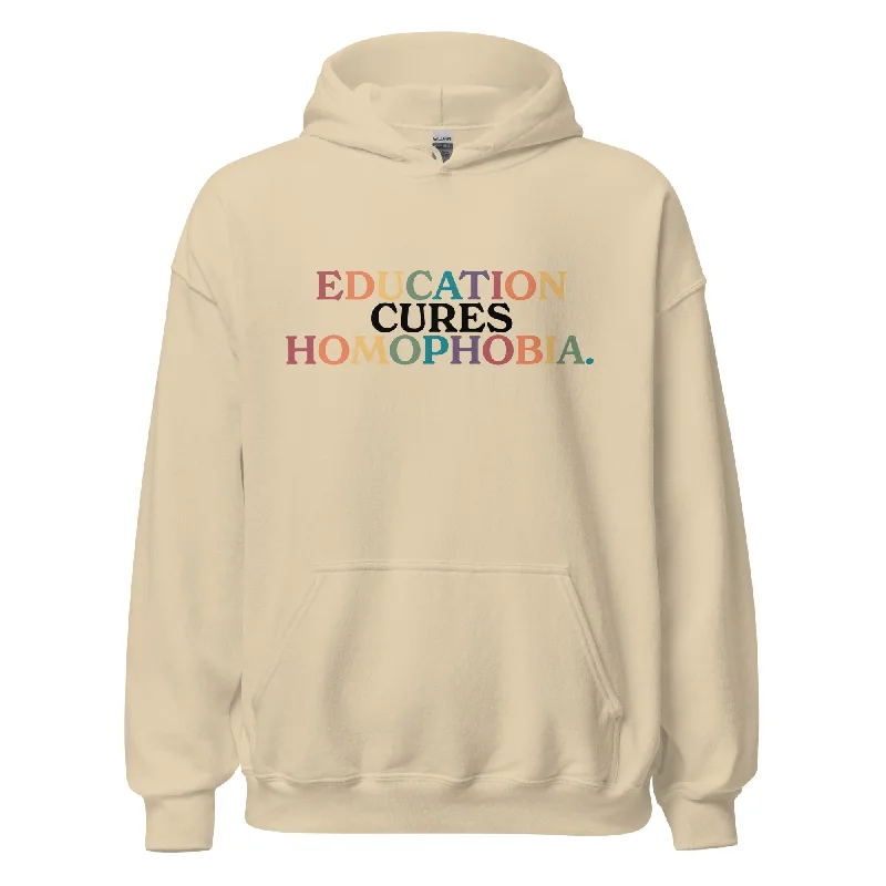 Hoodies with rainbow lightning bolt prints--Education Cures Homophobia Unisex Hoodie Hoodies with rainbow lightning bolt prints--Education Cures Homophobia Unisex Hoodie