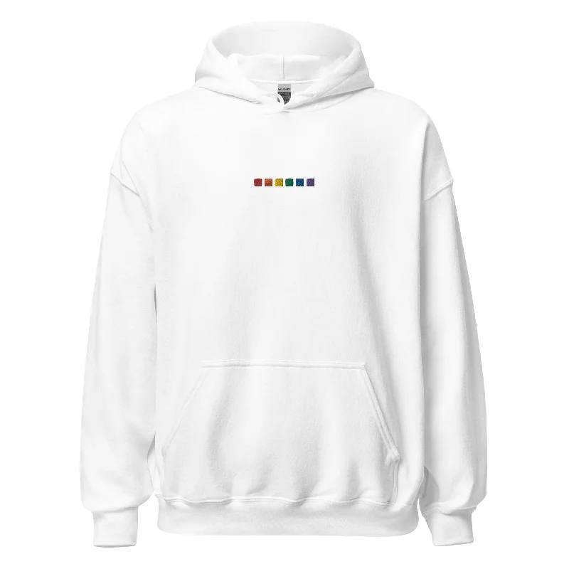 Warm hoodies for fall pride festivals--Rainbow Squares Embroidered Unisex Hoodie