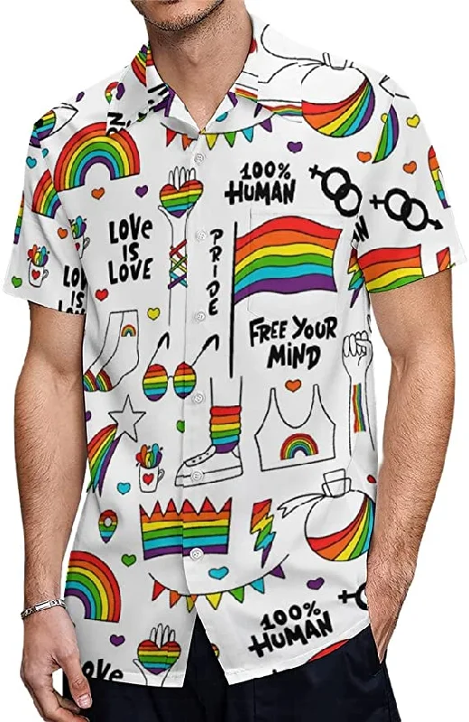 Gay Pride Hawaiian Shirt, Love Is Love Hawaii Shirt For Lesbian, Free Your Mind, Human Right Rainbow Hawaiian Shirt Gay Pride Hawaiian Shirt, Love Is Love Hawaii Shirt For Lesbian, Free Your Mind, Human Right Rainbow Hawaiian Shirt