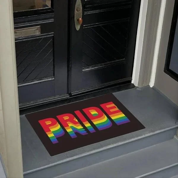 Pride Lgbt Door Mat Gay Rainbow Retro Colors Black Doormat, Lgbt Home Decorative Welcome Doormat Pride Lgbt Door Mat Gay Rainbow Retro Colors Black Doormat, Lgbt Home Decorative Welcome Doormat