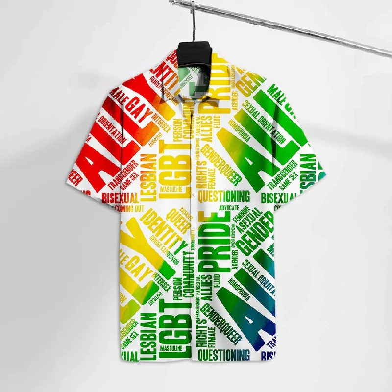 Graphic pride tees with customizable slogans and colors--LGBT Hawaiian Shirt LGBT Pride Straight Ally Rainbow Colors Hawaii Tshirt Graphic pride tees with customizable slogans and colors--LGBT Hawaiian Shirt LGBT Pride Straight Ally Rainbow Colors Hawaii Tshirt
