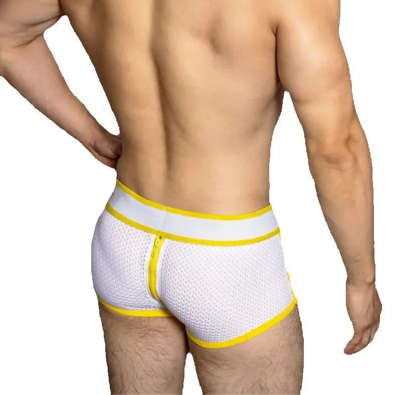 Men’s Open Butt Back Zipper Mesh Trunks