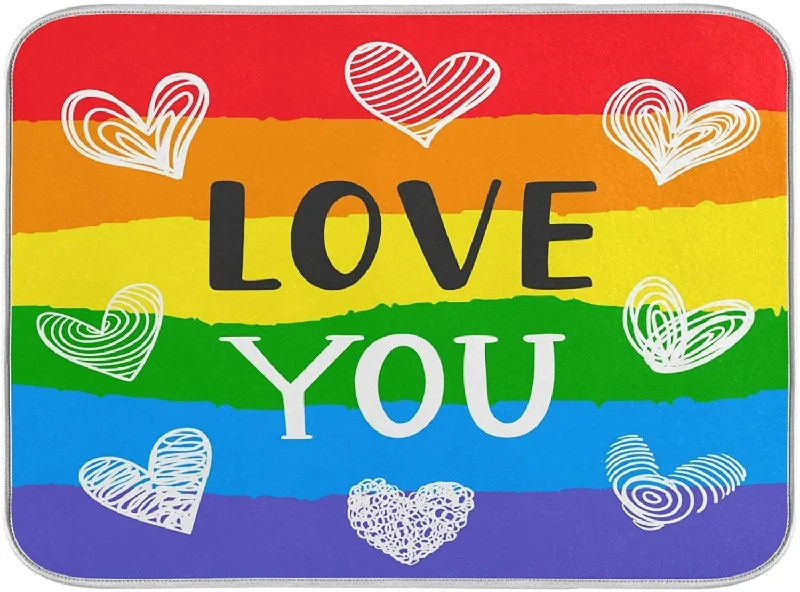 I Love You Pride Doormat, Lgbt Rainbow Decor Mat, Doormat For Gay Lesbian