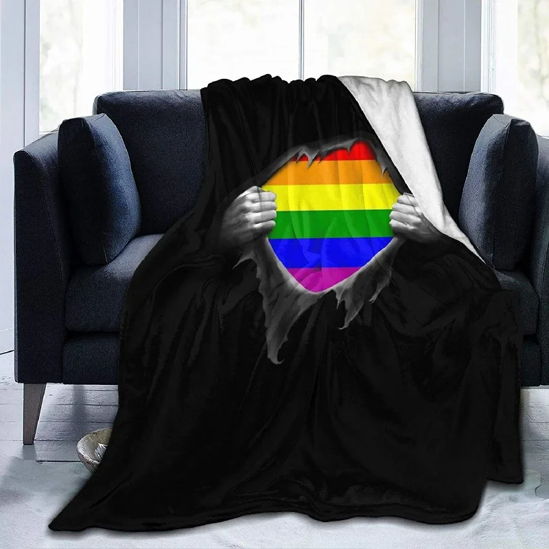Gay Pride Rainbow Lgbt Flannel Sherpa Throw Soft Plush Flannel Blanket Throws For Bed Couch Sofa Gay Pride Rainbow Lgbt Flannel Sherpa Throw Soft Plush Flannel Blanket Throws For Bed Couch Sofa