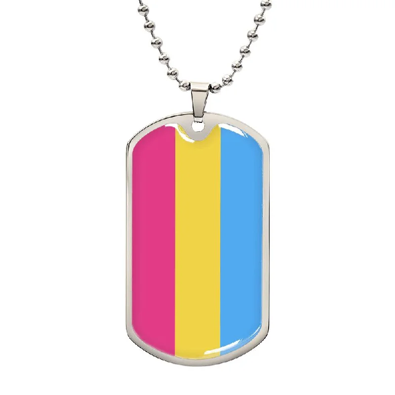 Pansexual Pan Pride Military Dog Tag Necklace