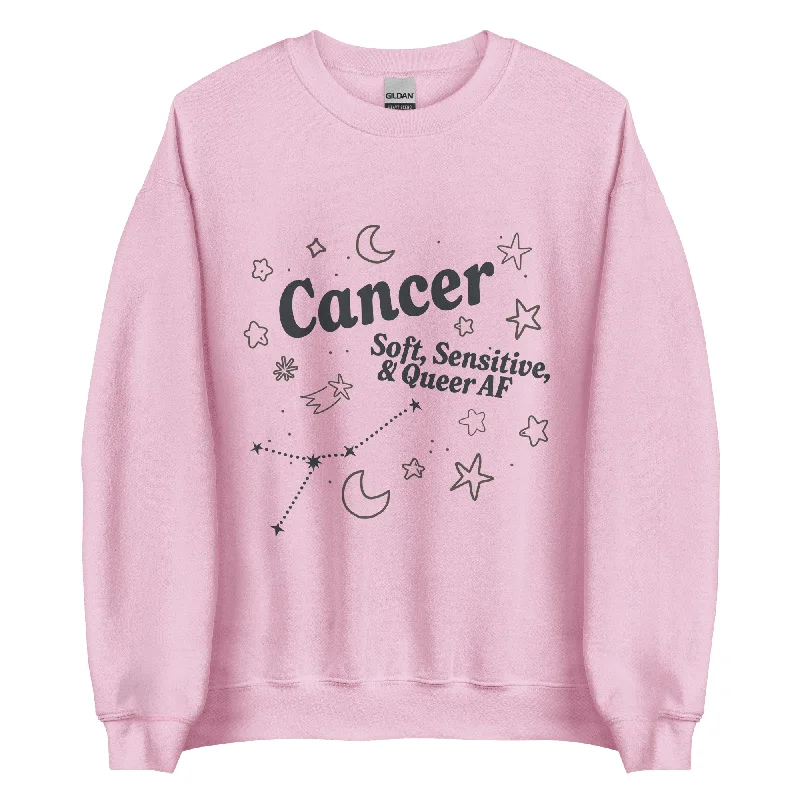 Hoodies with rainbow peace and love designs--Cancer Soft, Sensitive, and Queer AF Unisex Sweatshirt Hoodies with rainbow peace and love designs--Cancer Soft, Sensitive, and Queer AF Unisex Sweatshirt