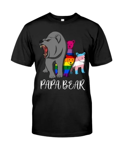 Graphic pride t-shirts with hand-drawn rainbow hearts--LGBT Pride Gift Papa Bear Classic T-Shirt Graphic pride t-shirts with hand-drawn rainbow hearts--LGBT Pride Gift Papa Bear Classic T-Shirt