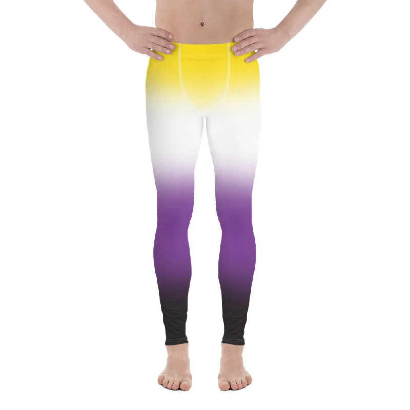 Nonbinary Enby Pride Men's Leggings Yoga Pants in Ombre