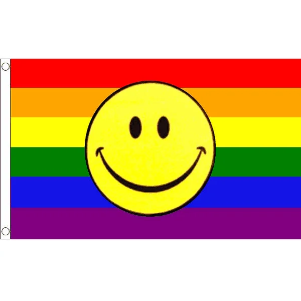 LGBTQ Pride Flag 3x5 - Smiley Face