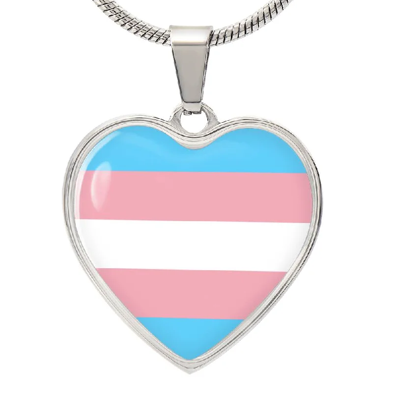 Transgender Trans Pride Heart Pendant Necklace