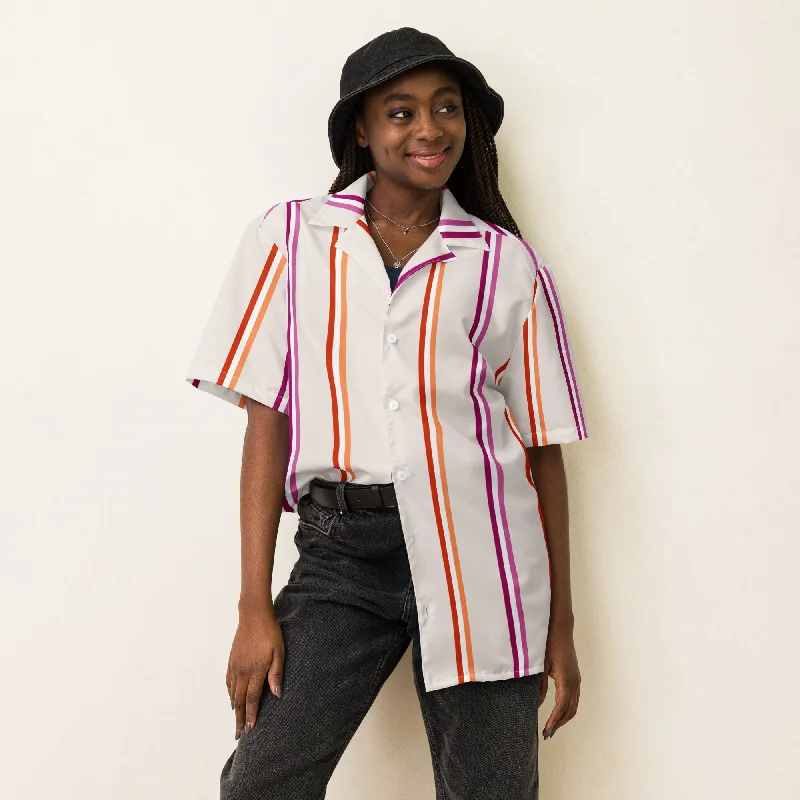 Lesbian Stripes Oversized Button Up Unisex Shirt