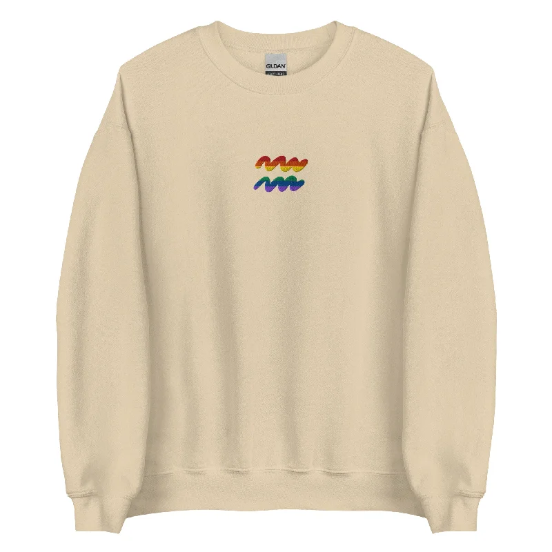 Hoodies celebrating bisexual and pansexual pride--Aquarius Rainbow Embroidered Unisex Sweatshirt Hoodies celebrating bisexual and pansexual pride--Aquarius Rainbow Embroidered Unisex Sweatshirt