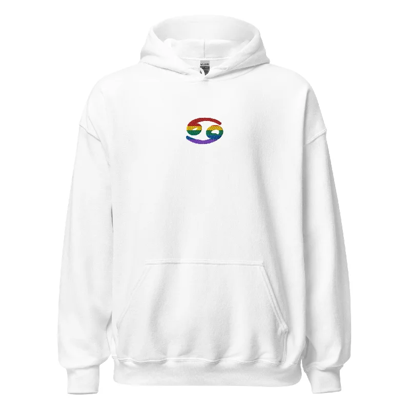 Pride-themed sweatshirts with empowering quotes--Cancer Rainbow Embroidered Unisex Hoodie Pride-themed sweatshirts with empowering quotes--Cancer Rainbow Embroidered Unisex Hoodie