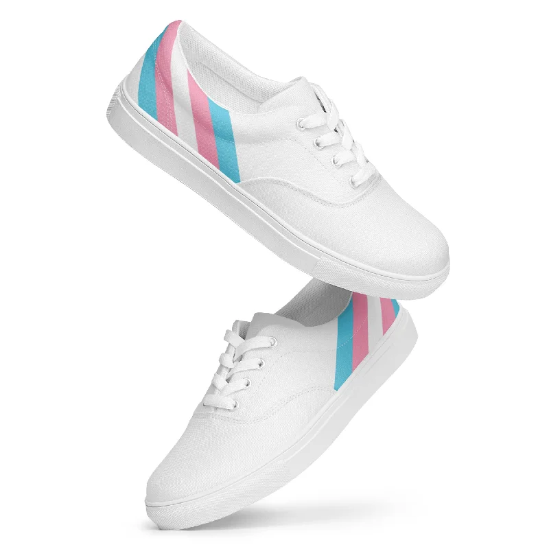Transgender Diagonal Flag Colors LGBTQ+ Lace-up Canvas Women's Shoes