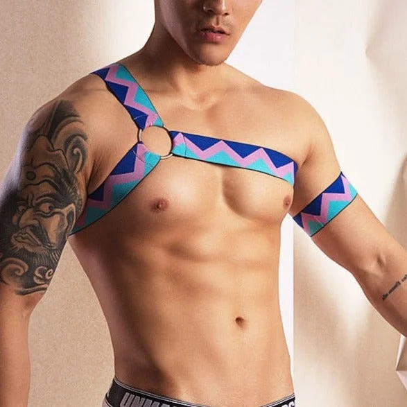 Men's Zig Zag Stripe Elastic Chest Harness