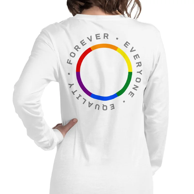 Graphic pride t-shirts with retro 80s rainbow designs--Forever Equality Everyone LGBTQ+ Gay Pride Large Back Circle Graphic Unisex Long Sleeve T-Shirt Graphic pride t-shirts with retro 80s rainbow designs--Forever Equality Everyone LGBTQ+ Gay Pride Large Back Circle Graphic Unisex Long Sleeve T-Shirt