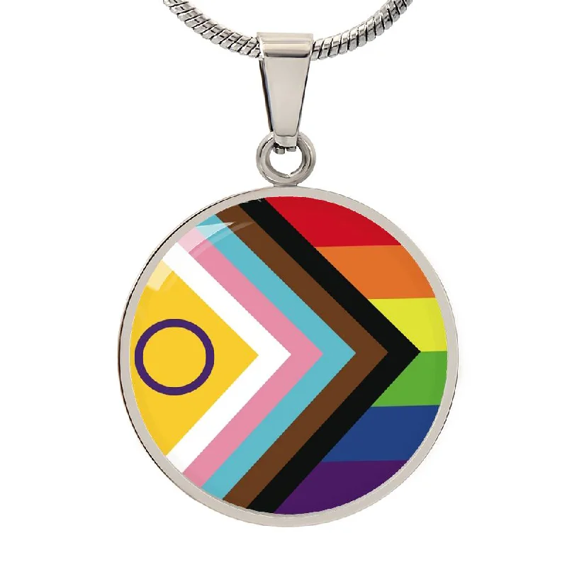 LGBTQ Intersex Inclusive Pride Circle Pendant Necklace