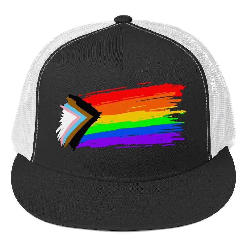 LGBTQ Progress Pride Paint Trucker Cap