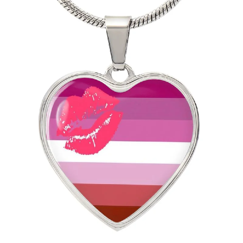 Lesbian Pride Heart Pendant Necklace