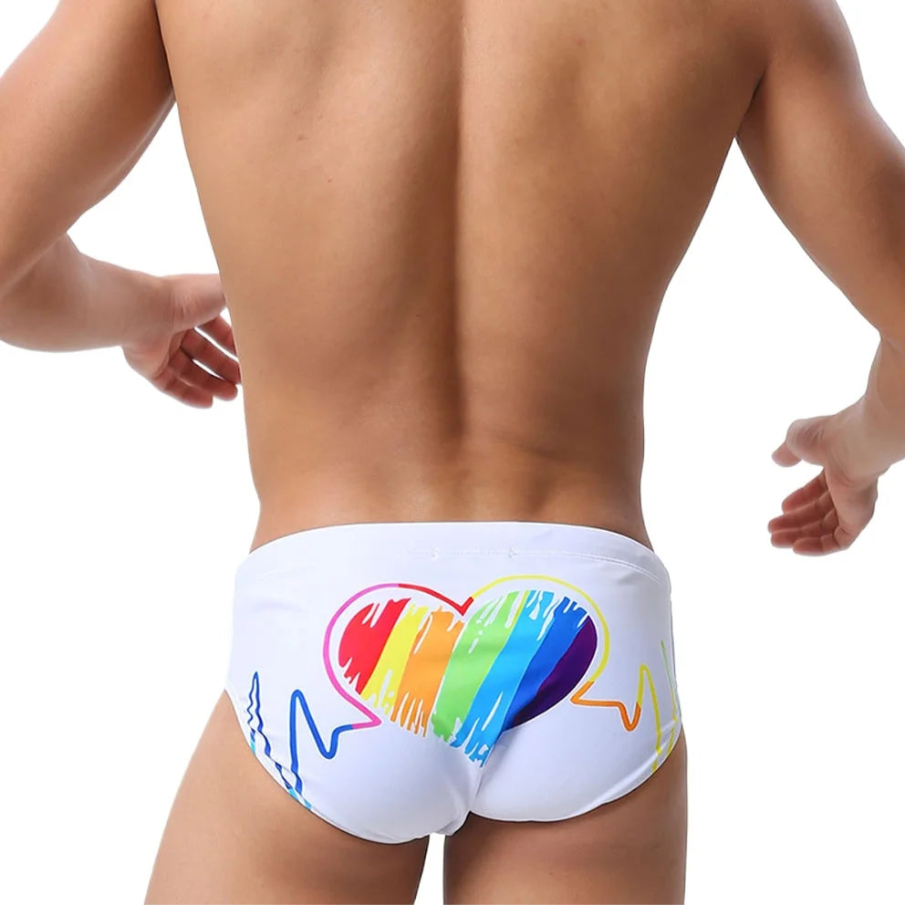 Men’s Rainbow Heartbeat Swim Briefs
