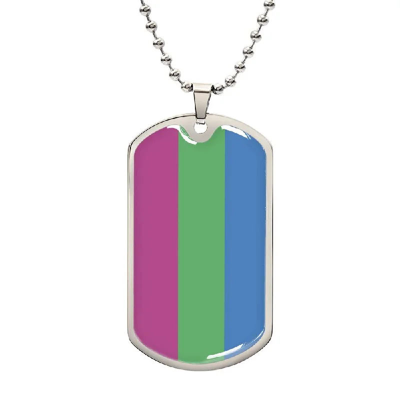 Polysexual Poly Pride Military Dog Tag Necklace