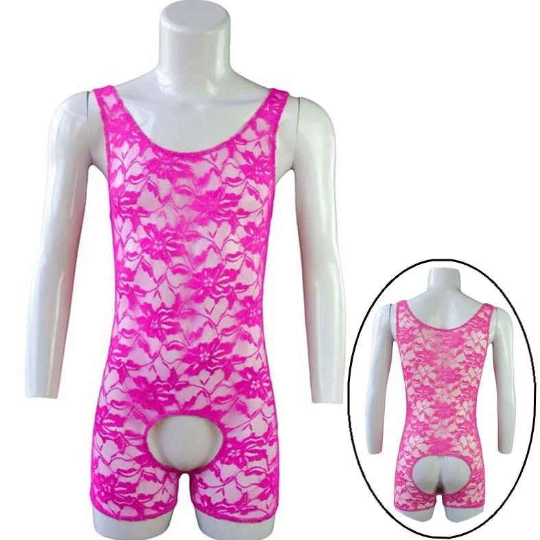Men's Open Crotch Lace Singlet