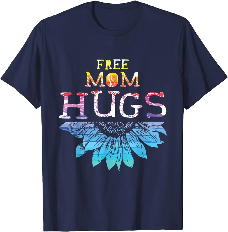 LGBTQ Pride Shirt, Free Mom Hugs, LGBT Rainbow Sunflower Gift To Lesbian Mom