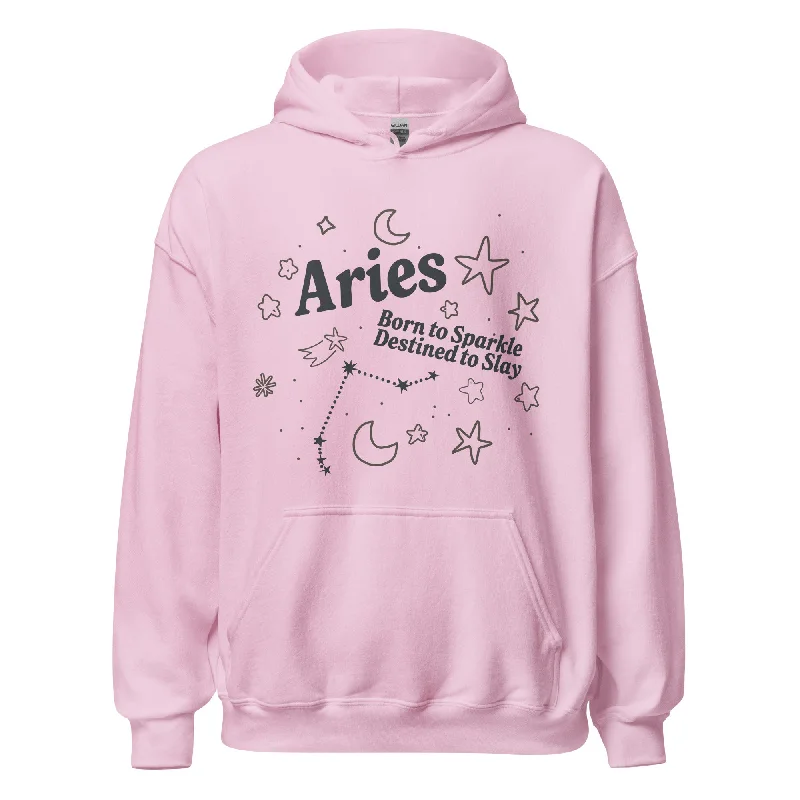 Matching pride hoodies for couples in love--Aries Born to Sparkle Unisex Hoodie