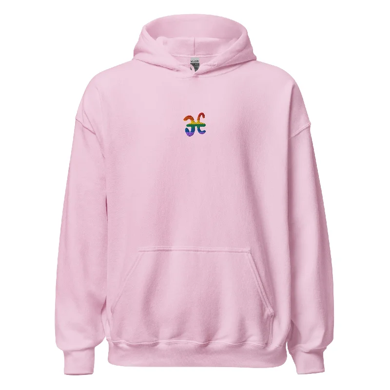 Hoodies with embroidered LGBTQ+ pride patches--Pisces Rainbow Embroidered Unisex Hoodie