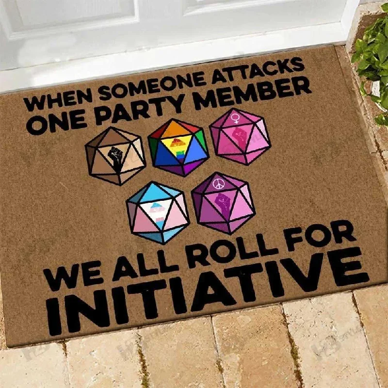 Pride Doormat For Ally Support Lgbt We All Roll For Initiative Doormat, Gift For Ally Pride Doormat For Ally Support Lgbt We All Roll For Initiative Doormat, Gift For Ally