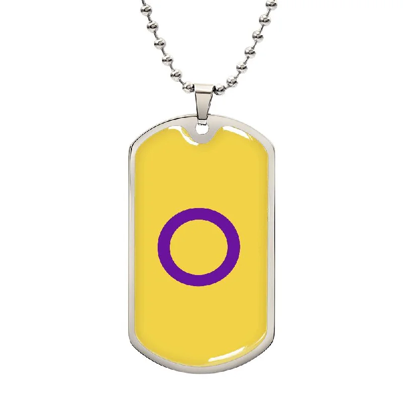 Intersex Pride Military Dog Tag Necklace