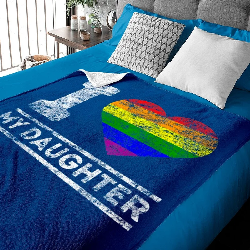 Lgbt Pride Blanket I Love My Daughter Rainbow Support Lgbtq+ Family Blanket, Lesbian Daughter Gifts Lgbt Pride Blanket I Love My Daughter Rainbow Support Lgbtq+ Family Blanket, Lesbian Daughter Gifts