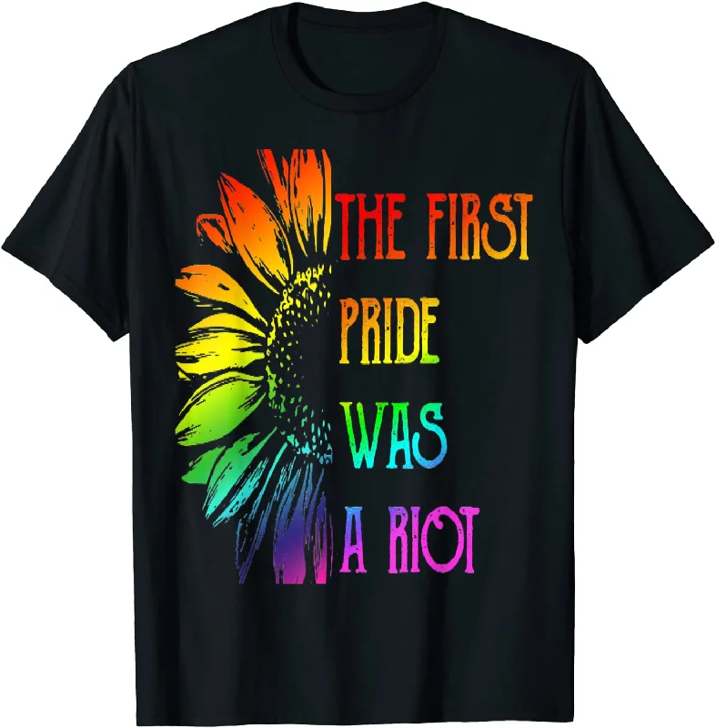 LGBT Sunflower T-Shirt, The First Pride Was A Riot Lesbian Mom Shirt