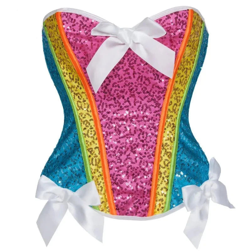 Best graphic tees for queer youth empowerment--Shine Bright Rainbow Corset