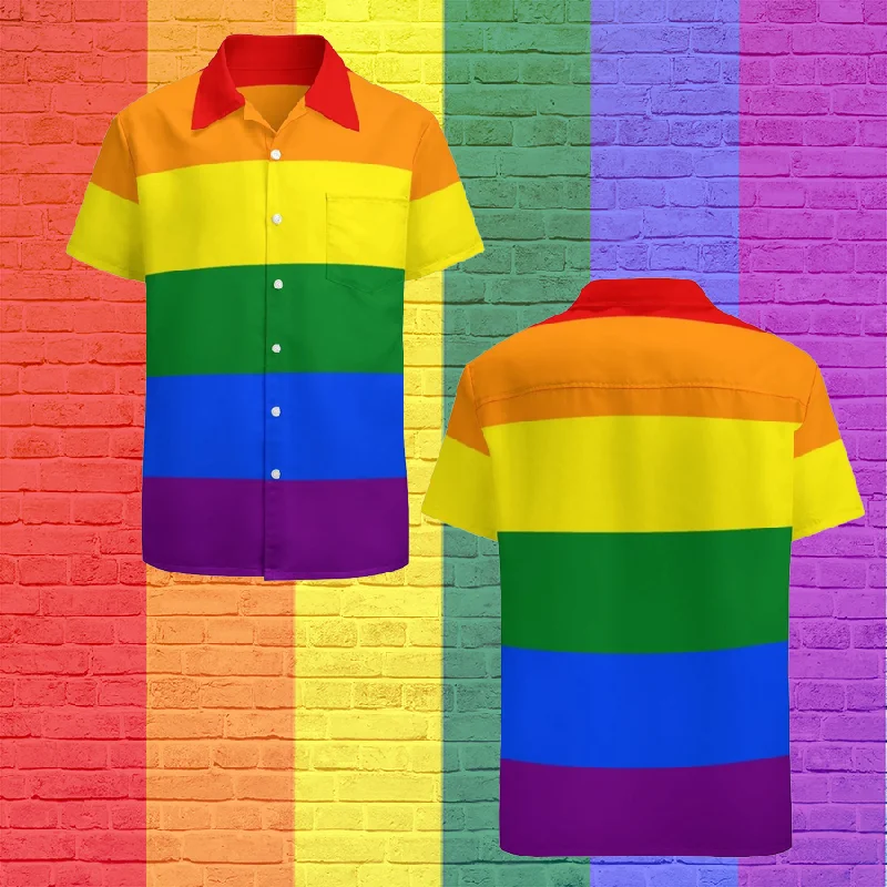 Soft breathable graphic tees for outdoor pride festivals--Lgbt Lesbian Homosexual Gay Pride Rainbow Colors Hawaiian Vintage Shirt Mens Button Down Tropical Hawaii Beach Shirts Soft breathable graphic tees for outdoor pride festivals--Lgbt Lesbian Homosexual Gay Pride Rainbow Colors Hawaiian Vintage Shirt Mens Button Down Tropical Hawaii Beach Shirts