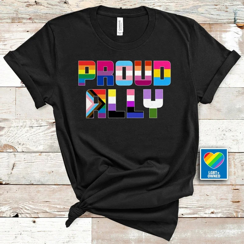 Graphic pride t-shirts with subtle allyship messages--Gift For Gay, Lesbian, Proud Ally Flag T-Shirt, Gay Pride LGBTQ Shirt, Ally T Shirt, LGBT Shirt Graphic pride t-shirts with subtle allyship messages--Gift For Gay, Lesbian, Proud Ally Flag T-Shirt, Gay Pride LGBTQ Shirt, Ally T Shirt, LGBT Shirt